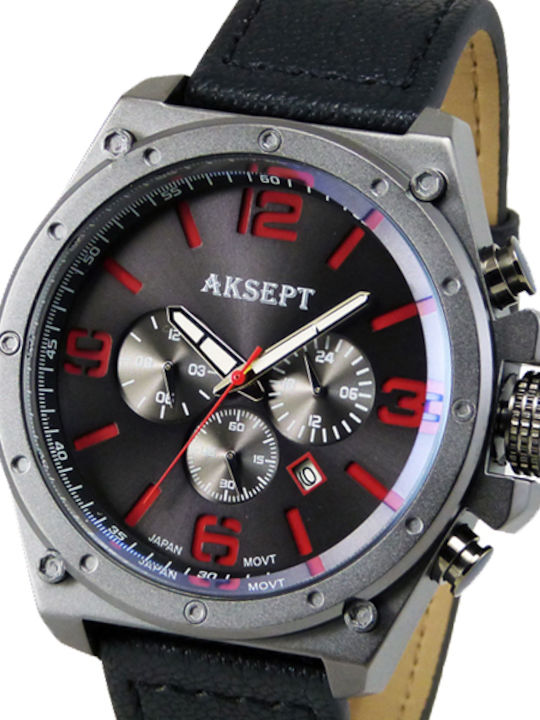 Aksept Мъжки Часовник 50mm На Батерия с Черна К...