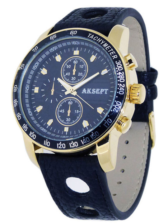 Aksept Мъжки Часовник 46mm На Батерия с Черна К...