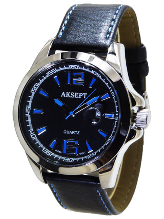 Aksept Мъжки Часовник 48mm На Батерия с Черна К...