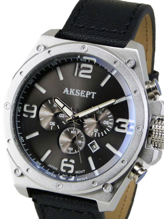 Aksept Мъжки Часовник 50mm На Батерия с Черна К...
