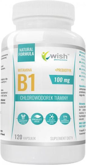 Wish Pharmaceutical B1 100mg + Пребиотик Витамин за Здравето на Нервната Система 120 Капсули