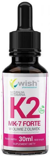 Wish Pharmaceutical Natural Vitamin K2 MK-7 Forte Витамин за Здравето на Костите 30ml