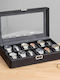 Resteq Uhrenbeweger & Etuis 12er Organizer Elegant Box mit Trennwänden und Transparenter Kappe