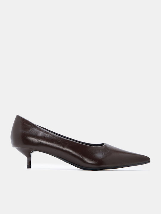 Luigi Pointed Toe Heels with Medium Brown Heel