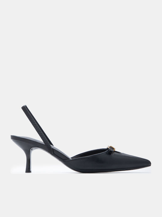 Luigi Pointed Toe Heels with Medium Black Heel