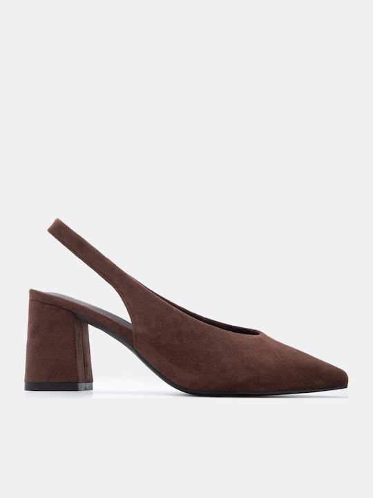Luigi Pointed Toe Heels with Mid Heel Brown