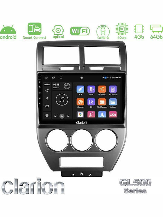 Clarion Ηχοσύστημα Αυτοκινήτου για Jeep Compass / Patriot 2007-2008 (Bluetooth/USB/WiFi/GPS/Apple-Carplay/Android-Auto) με Οθόνη Αφής 10"