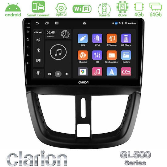Clarion Автомобилна Аудио Система за Peugeot 207 2006-2012 Bluetooth USB Вграден Wi-Fi GPS Apple CarPlay Android Auto с Touch Screen 9"