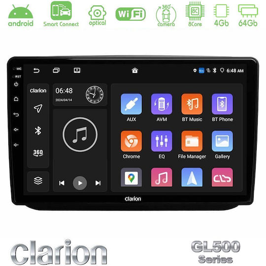 Clarion Ηχοσύστημα Αυτοκινήτου για Skoda Fabia 2007-2014 (Bluetooth/USB/WiFi/GPS/Apple-Carplay/Android-Auto) με Οθόνη Αφής 10"