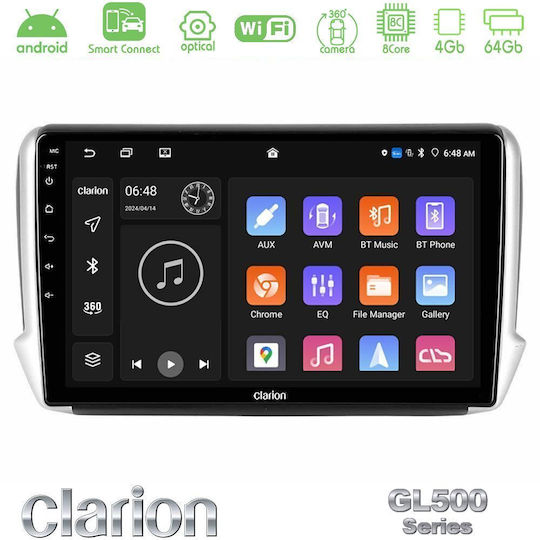 Clarion Car Audio System for Peugeot 208 / 2008 2008 (Bluetooth/USB/WiFi/GPS/Apple CarPlay/Android Auto) with 10" Touch Screen
