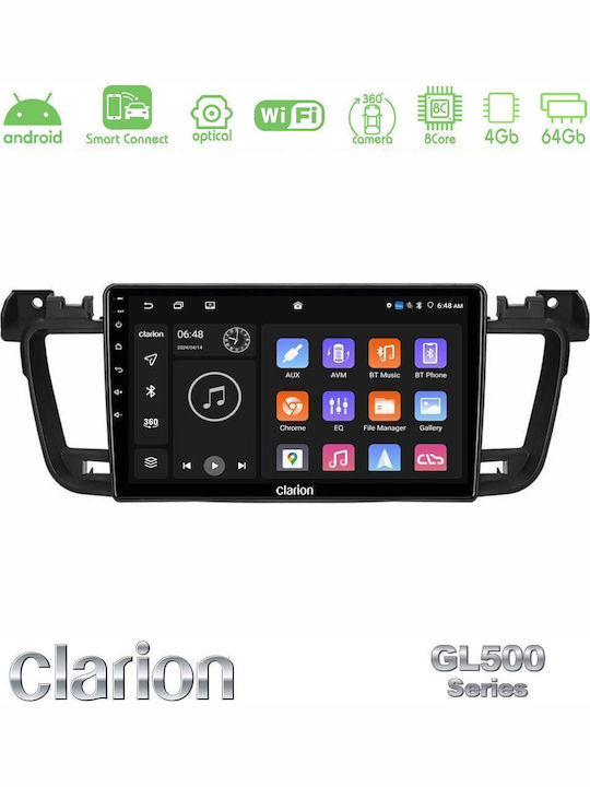 Clarion Car Audio System for Peugeot 508 2010-2018 Bluetooth USB WiFi GPS Apple CarPlay Android Auto with 9" Touch Screen
