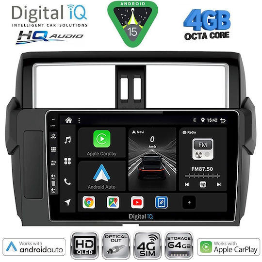 Digital IQ Ηχοσύστημα Αυτοκινήτου για Toyota Prado 2014-2017 (Bluetooth/USB/WiFi/GPS/Apple-Carplay/Android-Auto) με Οθόνη Αφής 10"