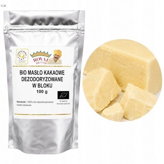 Unt De Cacao Organic Degresat Comestibil Bloc 100 G Royal Brand