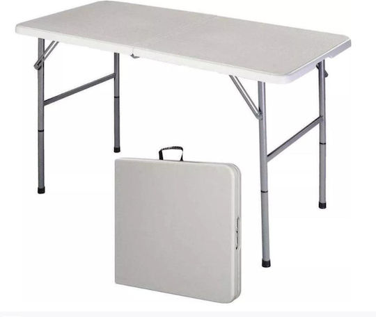 Metallic Folding Camping Table 122x74x61cm White