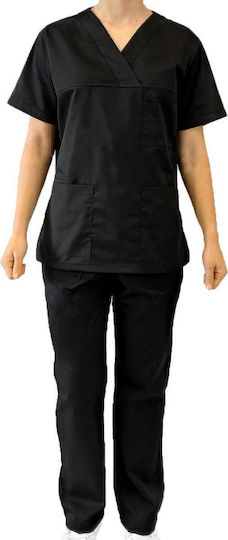 Fabrik Unisex Medizinischer Hose & Bluse Set Schwarz MARK846 Schwarz