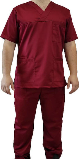 Fabrik Unisex Medical Pants and Blouse Set Burgundy