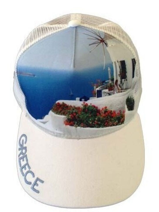 Atlantis Mesh Souvenir Hat Greece Greece Five-Panel Jockey 100% Polyester White