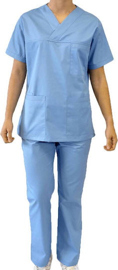 Fabrik Set Unisex Medical Pantaloni și Bluză Albastru Deschis MARK846 Sky Blue