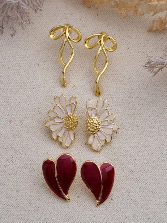 Heliophilia Silver Set Earrings Made of Gold Plated Silver Burgundy