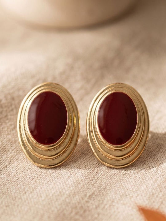 Heliophilia Silver Silver Gold Plated Burgundy Earrings