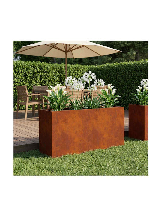 vidaXL Ghiveci De Flori Metalic Rusty 100x30x50cm