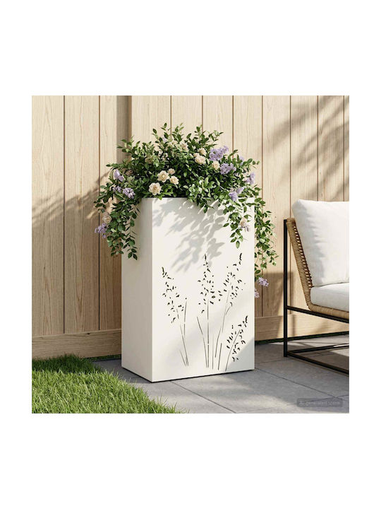 vidaXL Кашпа за градина Метална Бяла 50x30x75см
