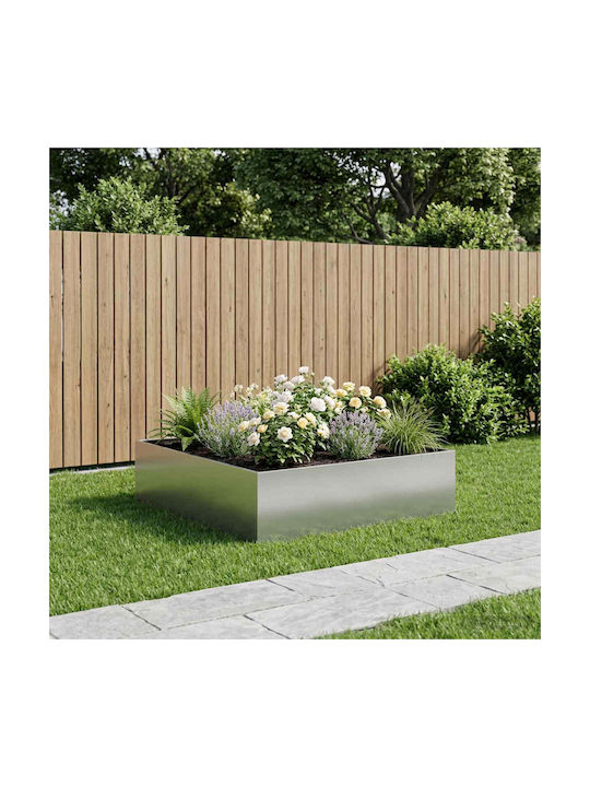 vidaXL Garden Silver Metallic Flower Pot Silver 100x100x30cm