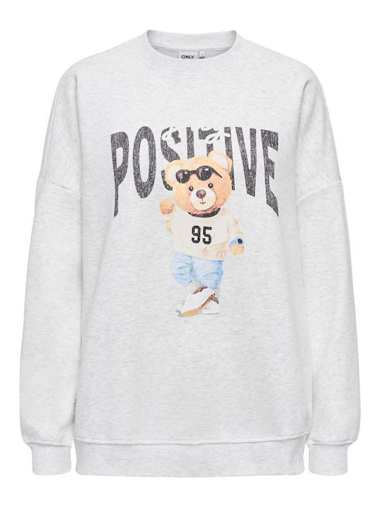 Only Long Women's Sweatshirt Light Grey Melange