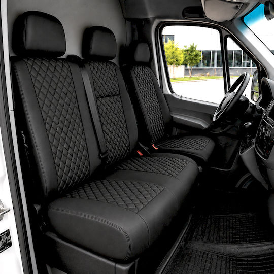 Huse Scaune Auto 3 Locuri Negre Piele Sintetica Compatibile Mercedes-benz Sprinter W906 8 Buc