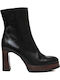 Leder Damen Stiefeletten Ankle Boots mit hohem Absatz Schwarz