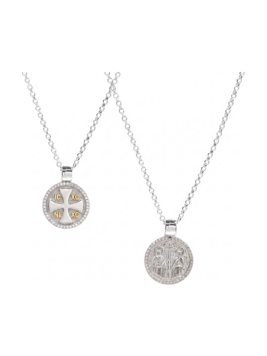 Halskette Konstantin Talisman aus Silber mit Zirkon