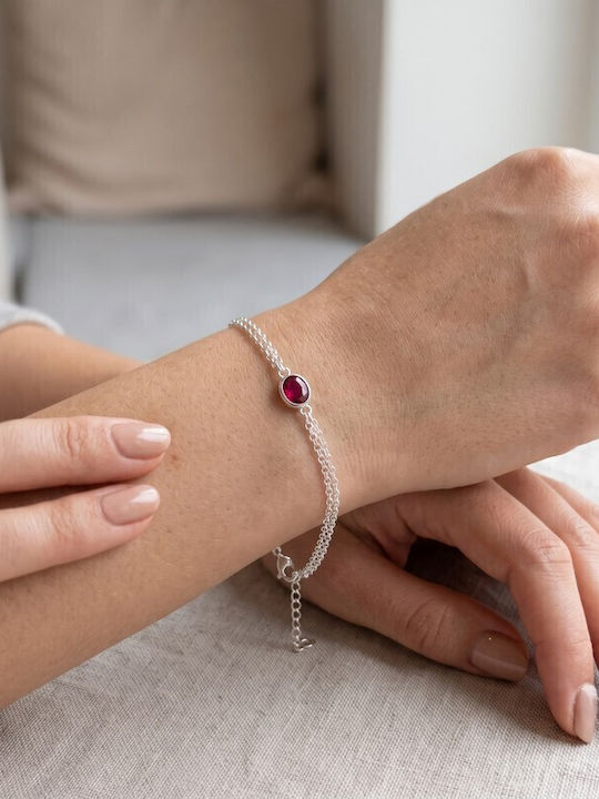 Grekas Women's Silver Chain Bracelet with Zircon