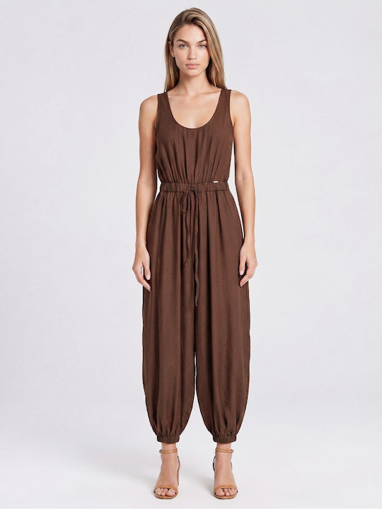 Women's Sleeveless One-piece Jumpsuit Brown