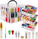 Embroidery Thread Set Handi Stitch 150 Colored Threads Polyester Cotton 30 Needles Transparent Organizer 14.5 X 14.5 X 13 Cm Accessories Multicolor
