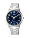 Q&Q Herrenuhren Batterie mit Blaues Metall-Armband