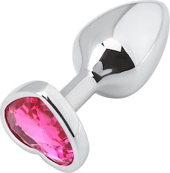 Smd Butt Plug Plug Anal M 8cm Argintiu Roz Inimă