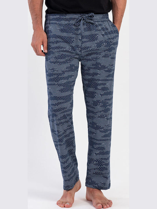 Vienetta Secret Plus Size Summer Men's Pyjama Pants Navy Blue