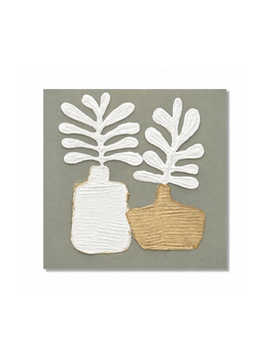 Canvas Painting White Botanical Duo 40x40x2.5