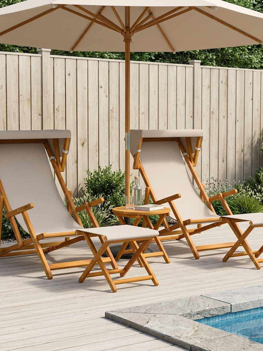 Wooden Beige Outdoor Chair with Cushion 4 Piece...