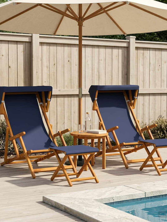 Outdoor Chair Wooden Blue with Cushion 4 Pieces...