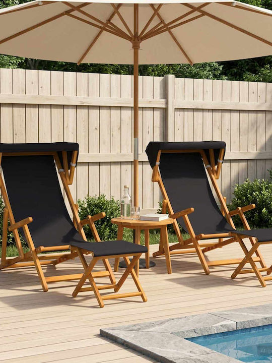 Wooden Black Outdoor Chair with Cushion 4 Piece...