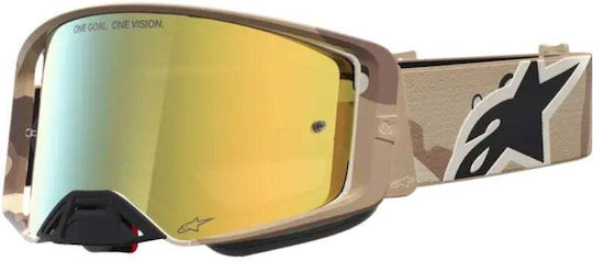 Ochelari De Motocross Alpinestars Supertech Lone Camo Desert Mirror-Gold
