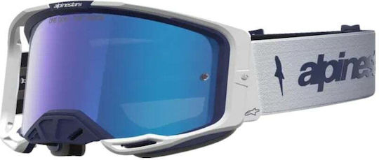 Motocross Goggles Alpinestars Vision 8 Amber Navy White Mirror Blue