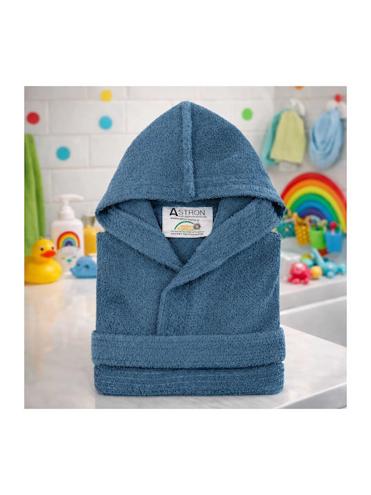 Astron Italy Kinderbademantel Petrol Blau mit Kapuze