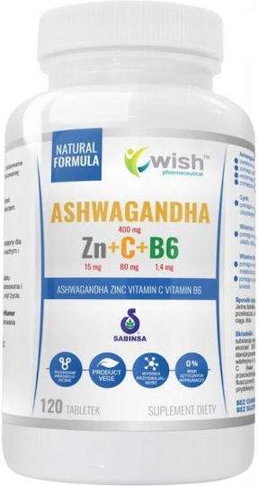 Wish Pharmaceutical Ashwagandha + Zinc + Vitamin C + Vitamin B6 120 ταμπλέτες