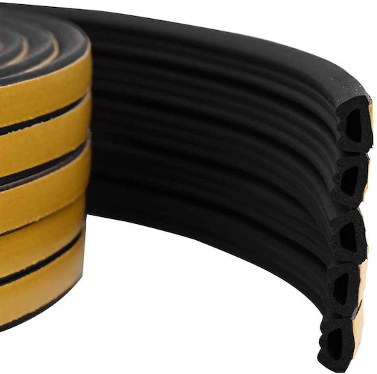 vidaXL Türzugluftstopper Selbstklebender Gummi Fenster in Schwarz Farbe 0.6cm