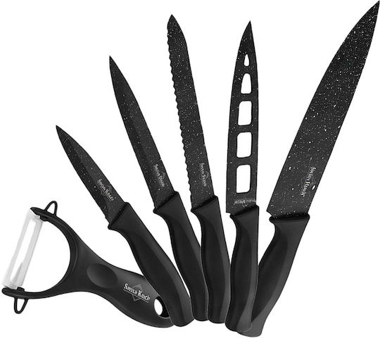 Swiss Haus Set 6 Cuțite De Bucătărie Lama Antiaderentă Decojor Ergonomic Negru