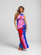 Sommer Maxi Damenkleid Rosa und Rote