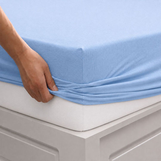 Doppeltes Bettlaken 140x200cm mit Gummibettlaken Blau