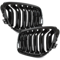 Bmw 3 E90 E91 09-13 Sedan Touring Grille Between Headlights Kidneys Left + Right Set Black Glossy Double Bar Bmw 3 E90 E91 09-13 Sedan Touring Grille Between Headlights Kidneys Left + Right Set Black Glossy Double Bar